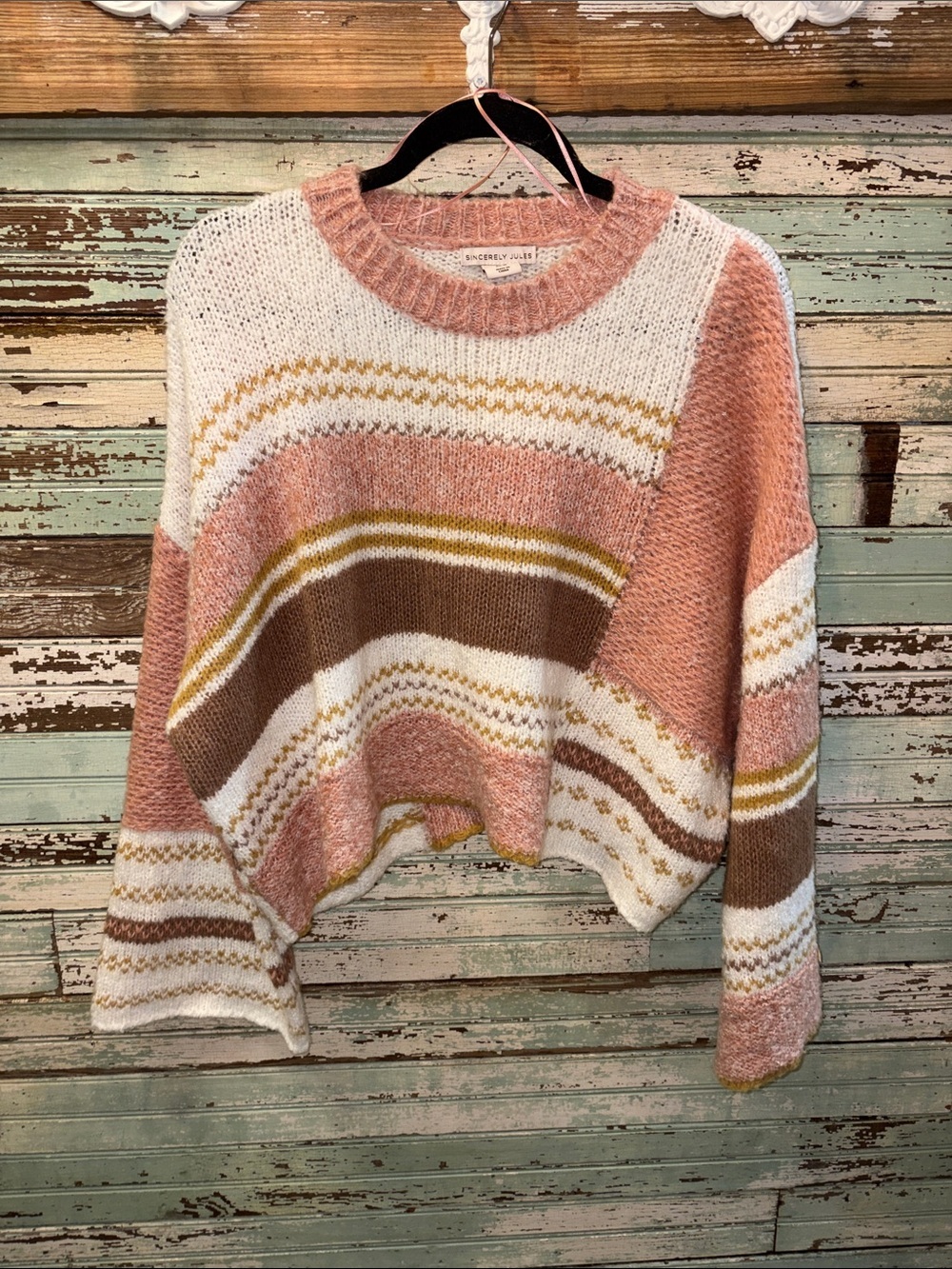 Cozy Pink Stripe Knit Sweater